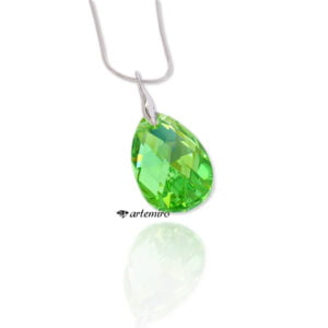 Zawieszka z kryształkiem Swarovski Crystals migdał Peridot AB srebrna