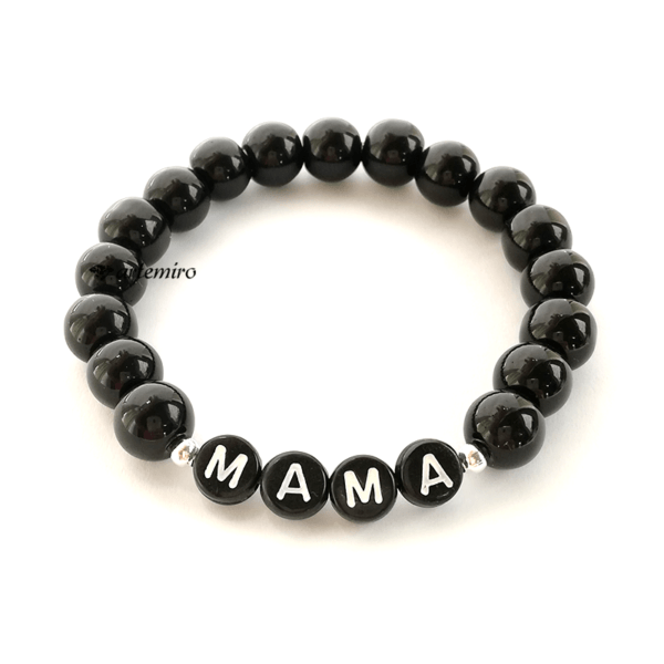 Bransoletka czarna z napisem "MAMA"