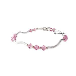 Bransoletka Swarovski bicone Light Rose srebrna