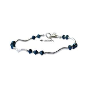 Bransoletka Swarovski bicone Metallic Blue srebrna