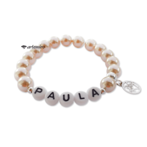 Bransoletka Swarovski Crystal Peach Pearl z imieniem