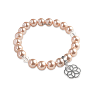 Bransoletka Swarovski Crystal Peach Pearl ze srebrną zawieszką