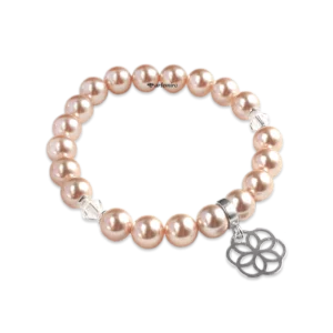 Bransoletka Swarovski Crystal Peach Pearl ze srebrną zawieszką