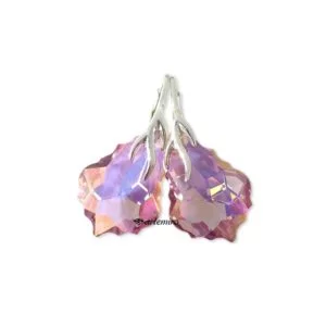 Kolczyki Swarovski Baroque Light Amethyst AB srebrne