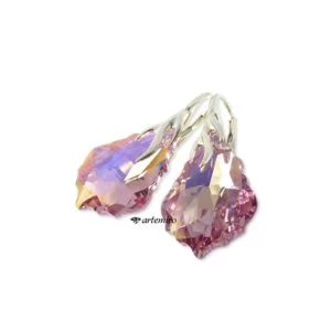 Kolczyki Swarovski Baroque Light Amethyst AB srebrne