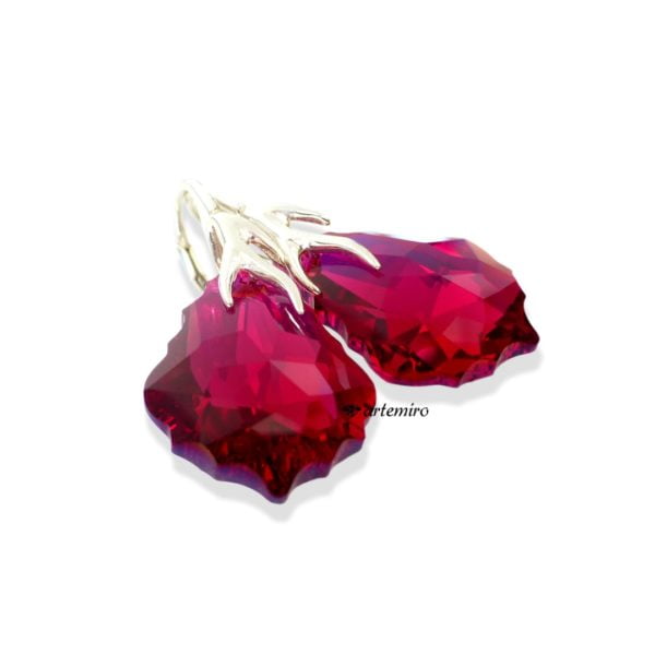 Kolczyki Swarovski Baroque Ruby AB srebrne