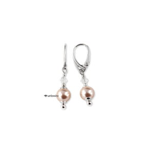 Kolczyki z pereł Swarovski Crystal Peach Pearl srebrne