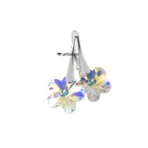 Kolczyki Swarovski flower Crystal AB srebrne