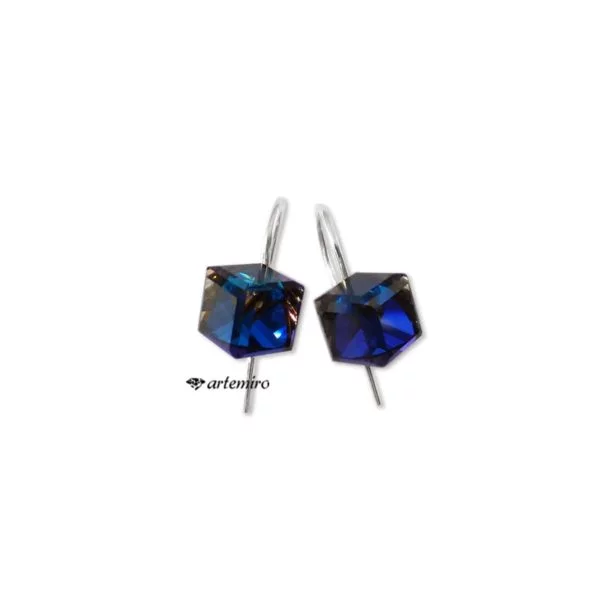 Kolczyki Swarovski kostki Bermuda Blue srebrne