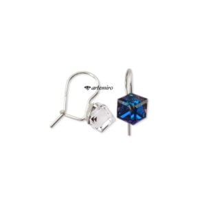 Kolczyki Swarovski kostki Bermuda Blue srebrne