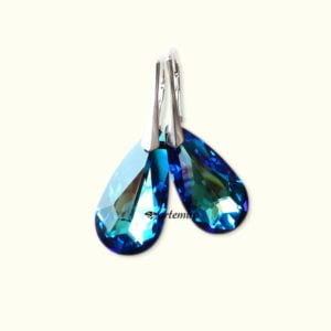 Kolczyki Swarovski łezka Bermuda Blue srebrne