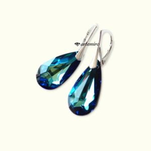 Kolczyki Swarovski łezka Bermuda Blue srebrne