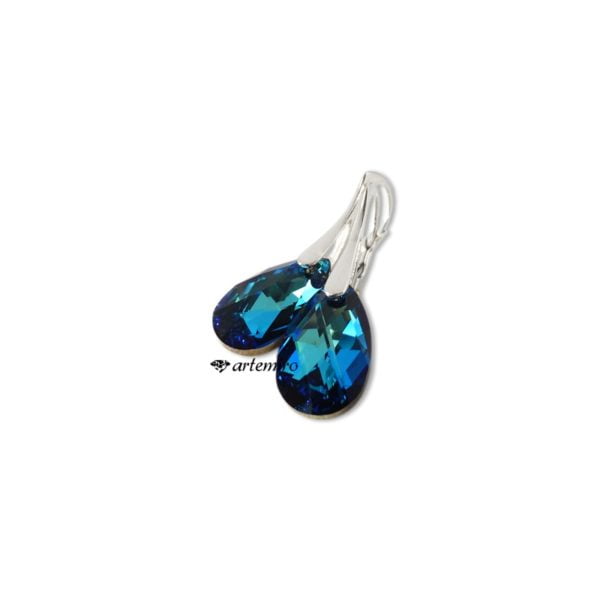 Kolczyki Swarovski mały migdał Bermuda Blue srebrne