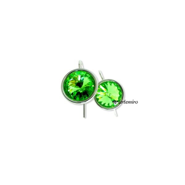 Kolczyki Swarovski rivoli Peridot srebrne