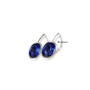 Kolczyki Swarovski rivoli Sapphire srebrne