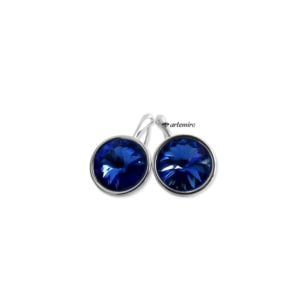 Kolczyki Swarovski rivoli Sapphire srebrne