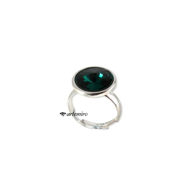 Pierścionek Swarovski rivoli Emerald srebrny