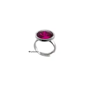 Pierścionek Swarovski rivoli Fuchsia srebrny