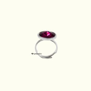 Pierścionek Swarovski rivoli Fuchsia srebrny