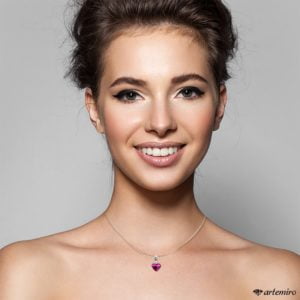 Srebrna zawieszka Swarovski serduszko różowe Fuchsia