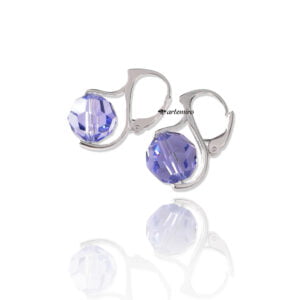 Srebrne kolczyki kulki z kryształkiem Swarovski Crystals Provence Lavender