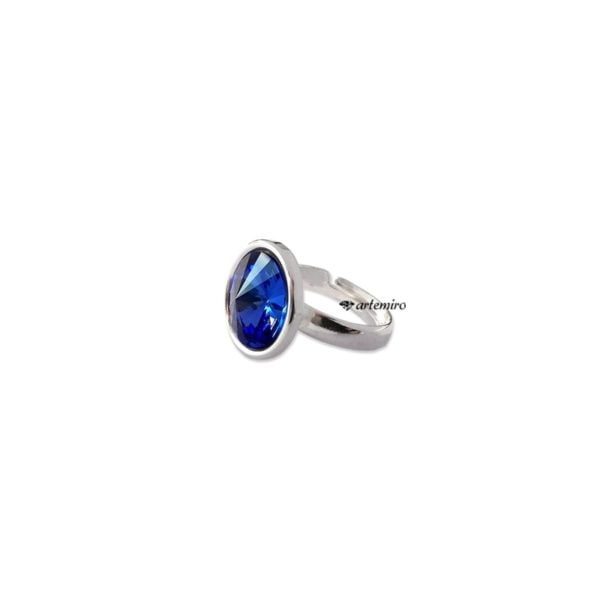 Srebrny pierścionek Swarovski rivoli Sapphire