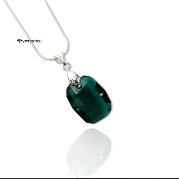 Zawieszka z kryształka Swarovski Crystals graphic Emerald srebrna