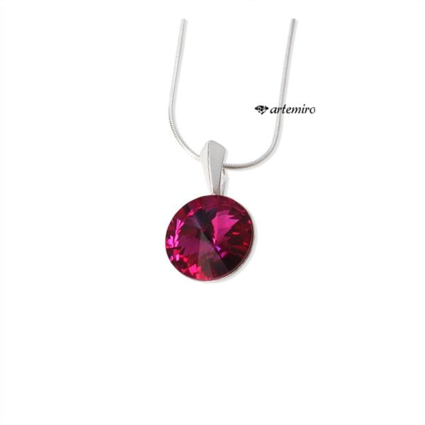 Zawieszka Swarovski rivoli Fuchsia srebrna