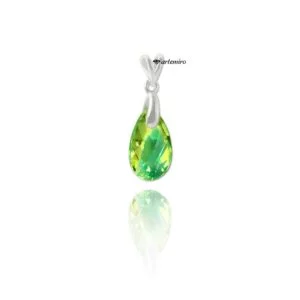 Zawieszka zielona Swarovski Crystals mały migdał Peridot AB srebrna